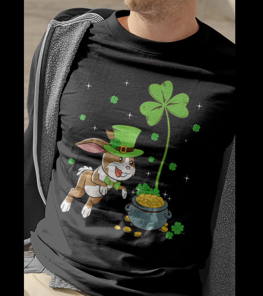 Shamrock Leprechaun Hare Lucky Clover Treasure T-Shirt