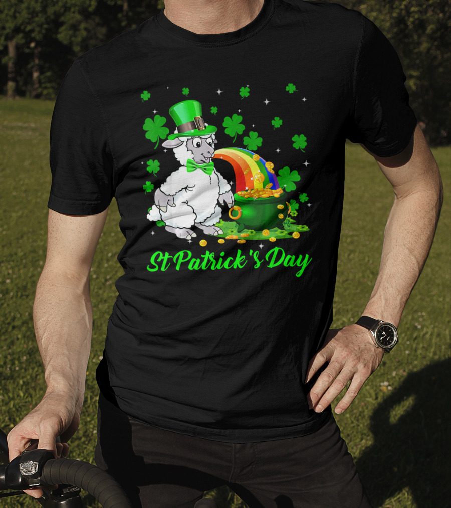 St Patrick's Day Leprechaun Sheep Shamrock Rainbow Pot Of Gold T-Shirt