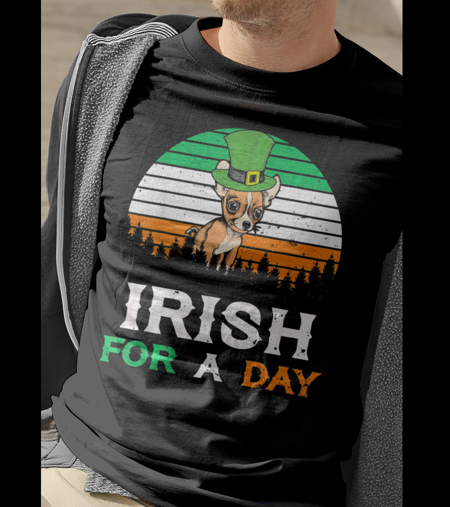 Irish For A Day Retro Vintage Chihuahua St. Patrick's Hat T-Shirt