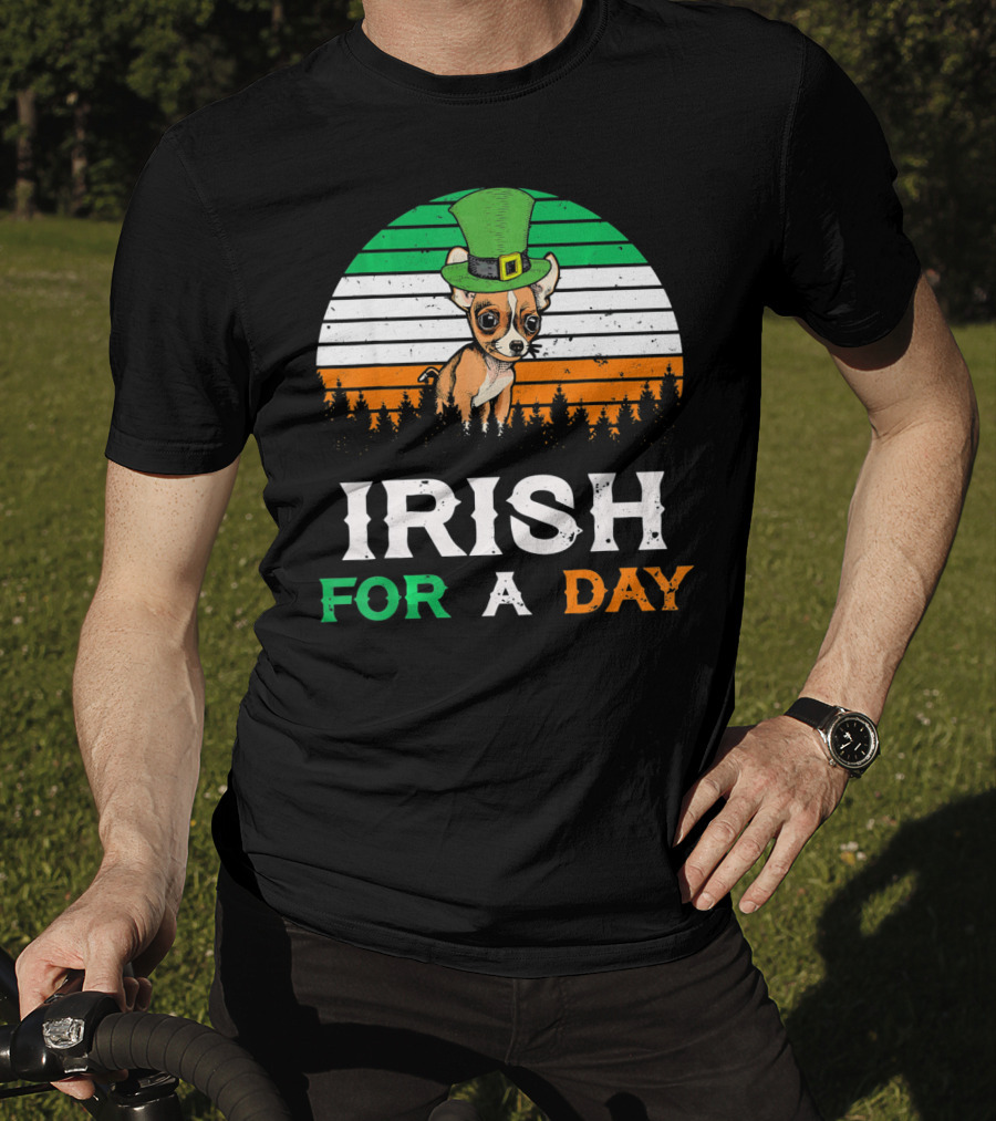 Irish For A Day Retro Vintage Chihuahua St. Patrick's Hat T-Shirt