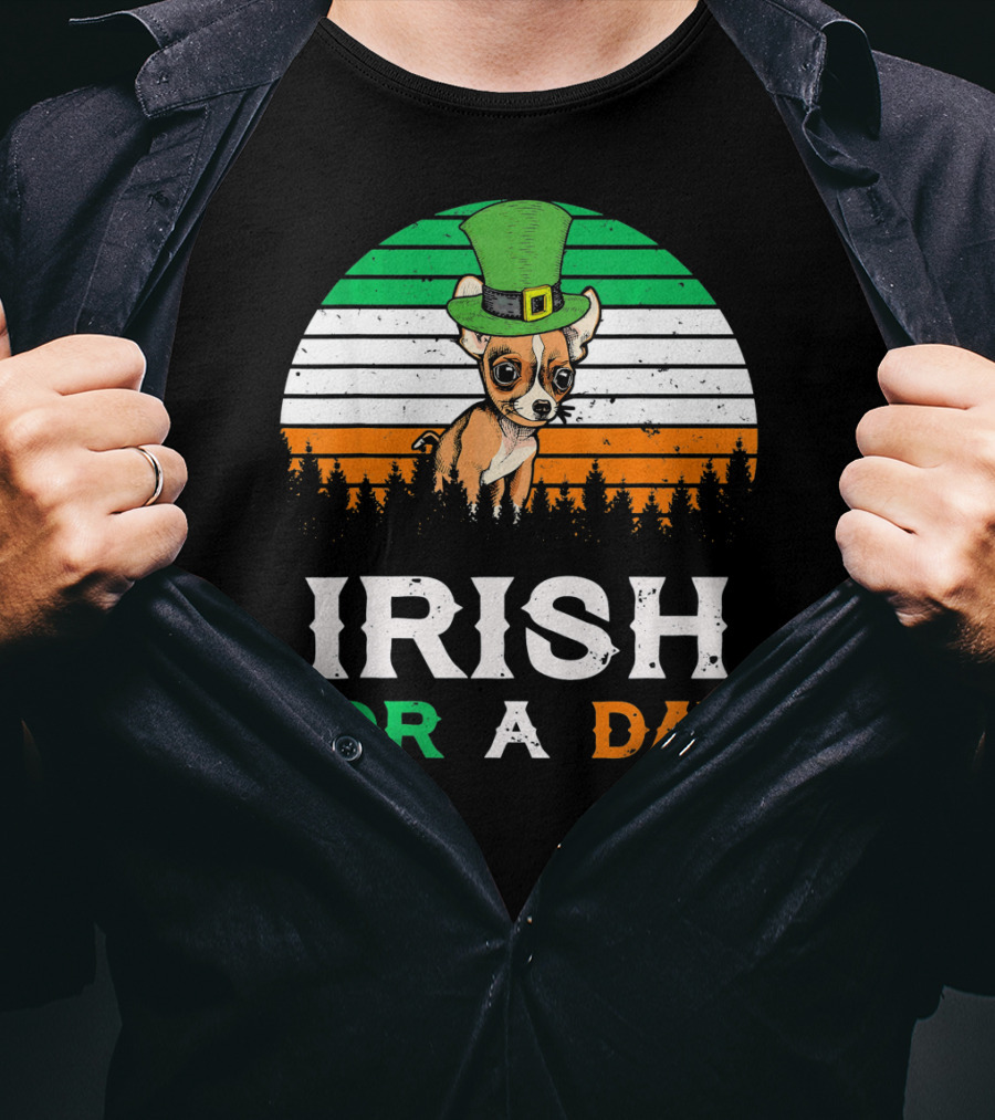 Irish For A Day Retro Vintage Chihuahua St. Patrick's Hat T-Shirt