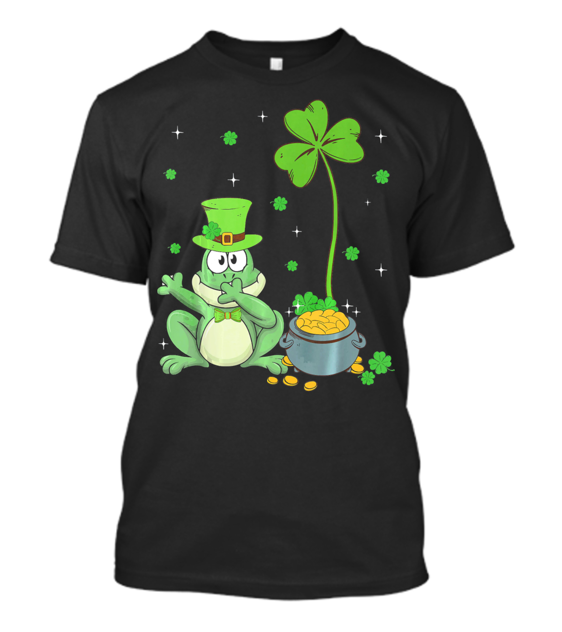 Shamrock Leprechaun Frog With Pot Of Gold And Clover Hat T-Shirt
