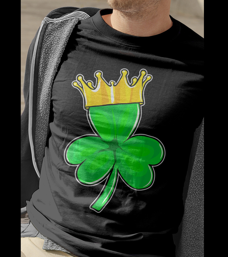 Four Leaf Clover King With Crown Of Luck T-Shirt