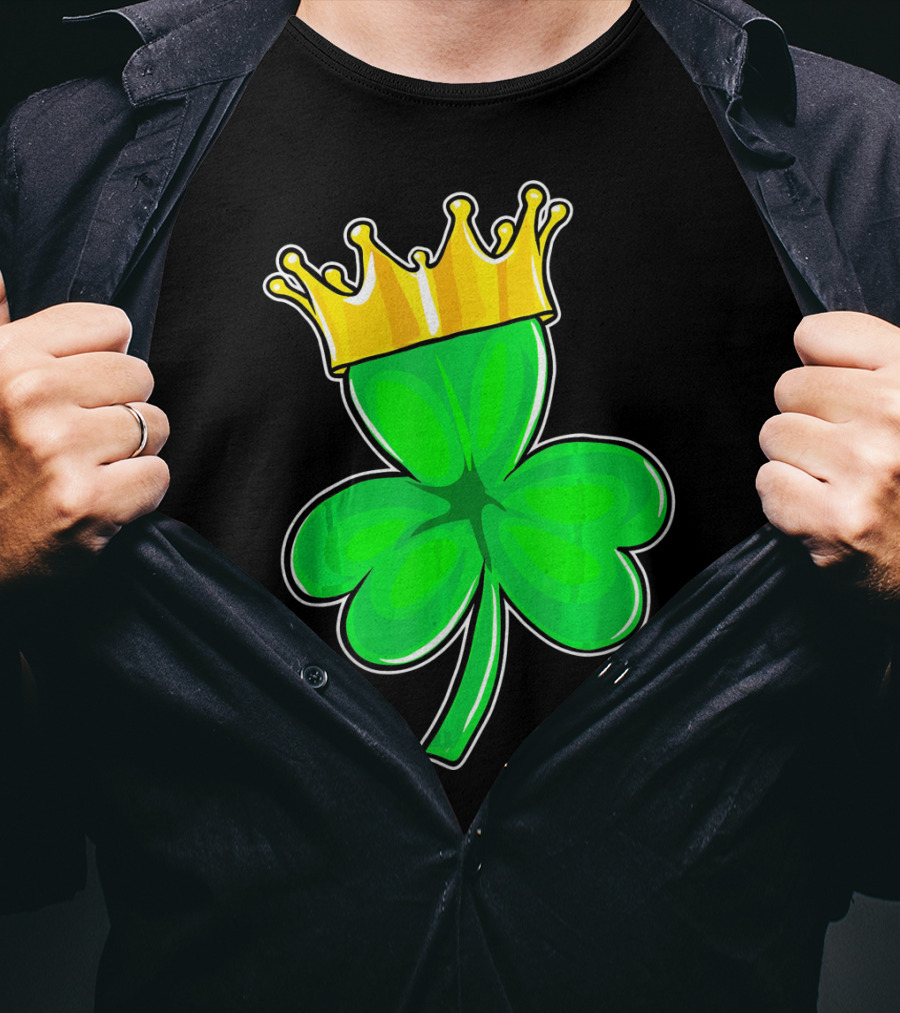 Four Leaf Clover King With Crown Of Luck T-Shirt
