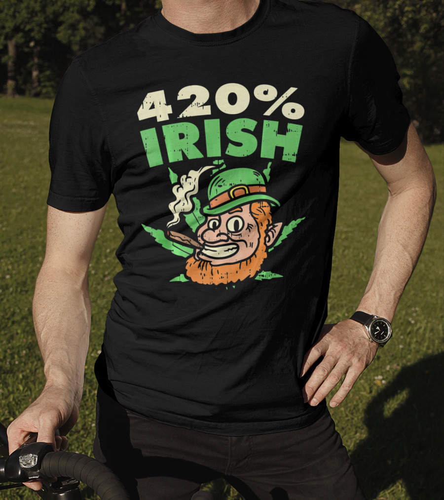 Funny St Patricks Day 420% Irish Weed Smoking Leprechaun T-Shirt