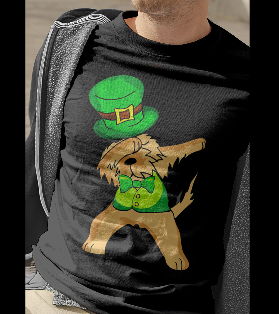 Dabbing Leprechaun Kids Irish Terrier St. Patrick's Day Dog Bow Tie T-Shirt