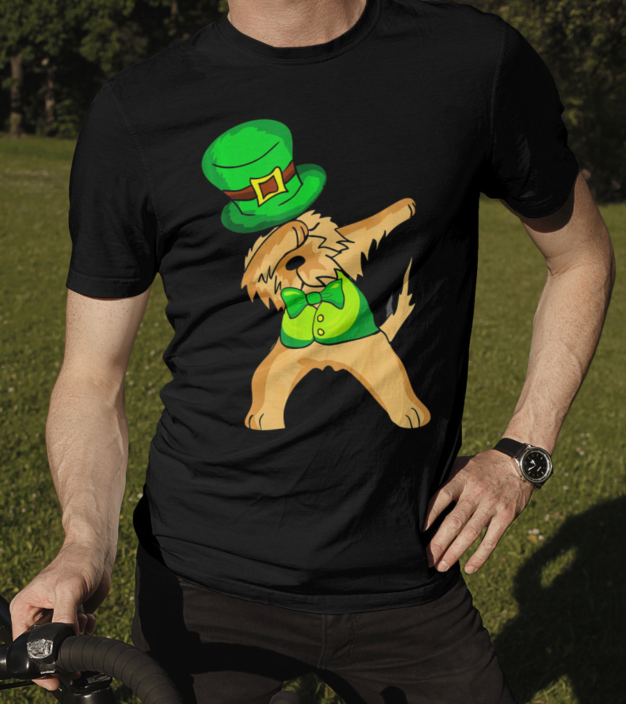 Dabbing Leprechaun Kids Irish Terrier St. Patrick's Day Dog Bow Tie T-Shirt