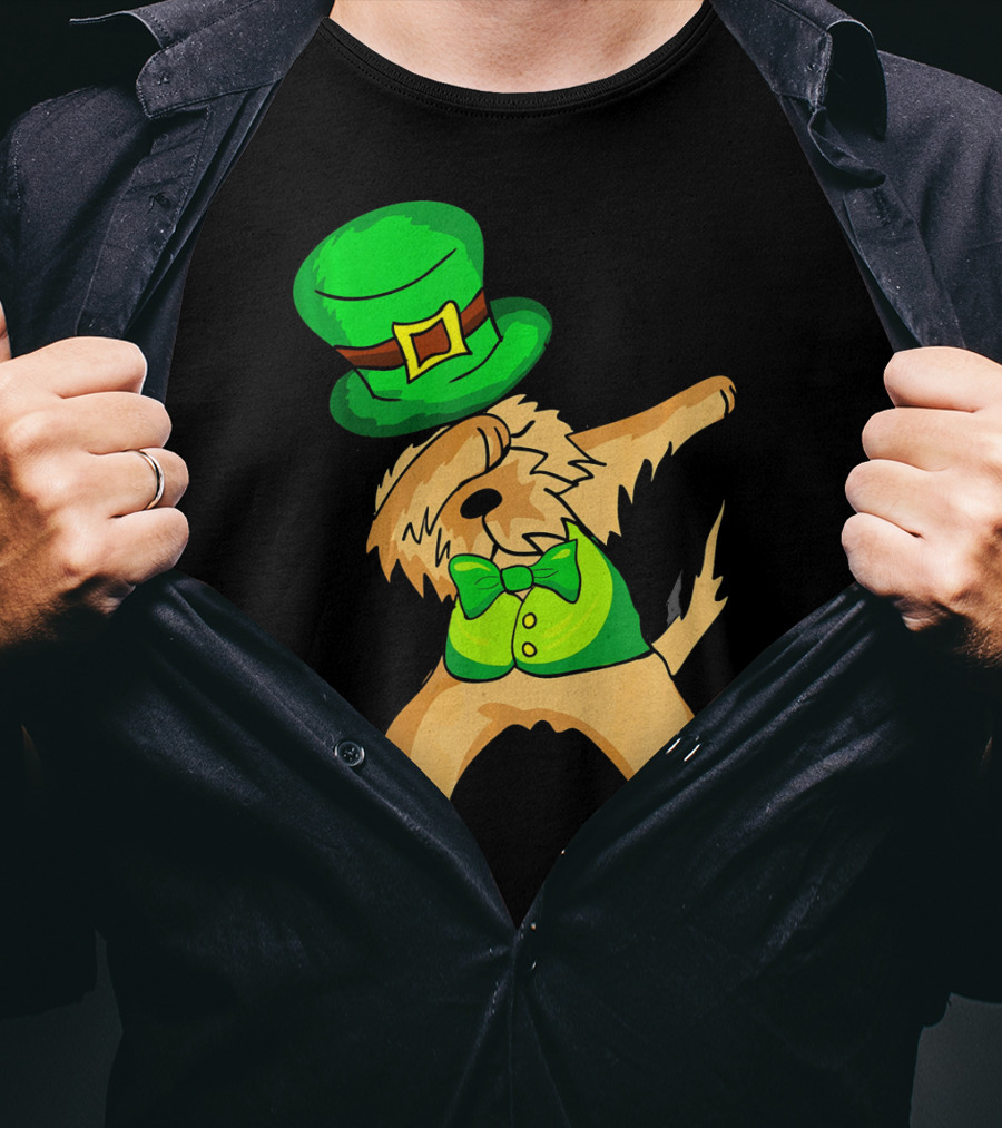 Dabbing Leprechaun Kids Irish Terrier St. Patrick's Day Dog Bow Tie T-Shirt