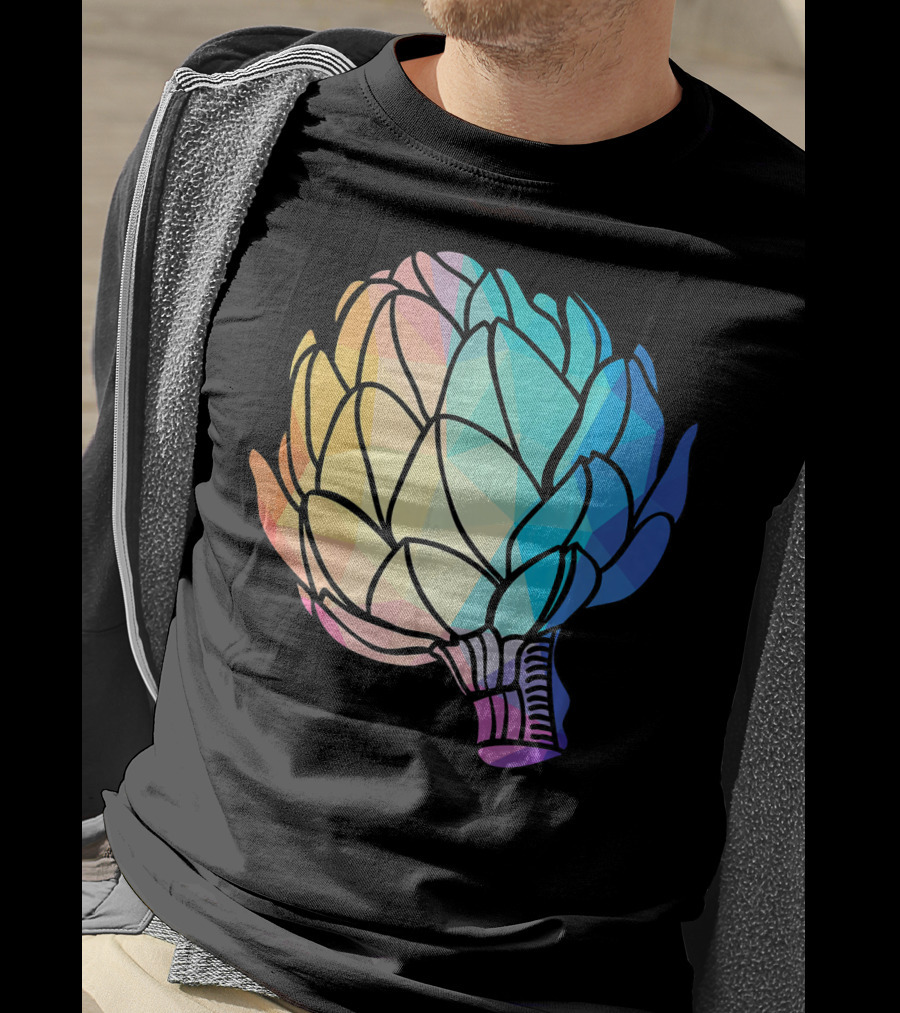Low Poly Artichoke Vegetarian Rainbow Geometric T-Shirt