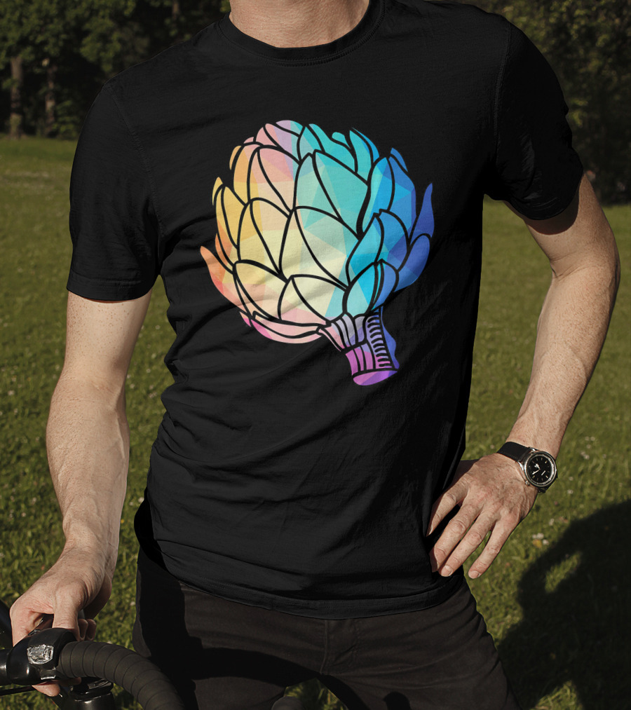 Low Poly Artichoke Vegetarian Rainbow Geometric T-Shirt