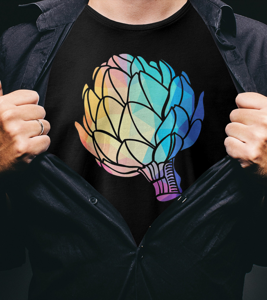 Low Poly Artichoke Vegetarian Rainbow Geometric T-Shirt