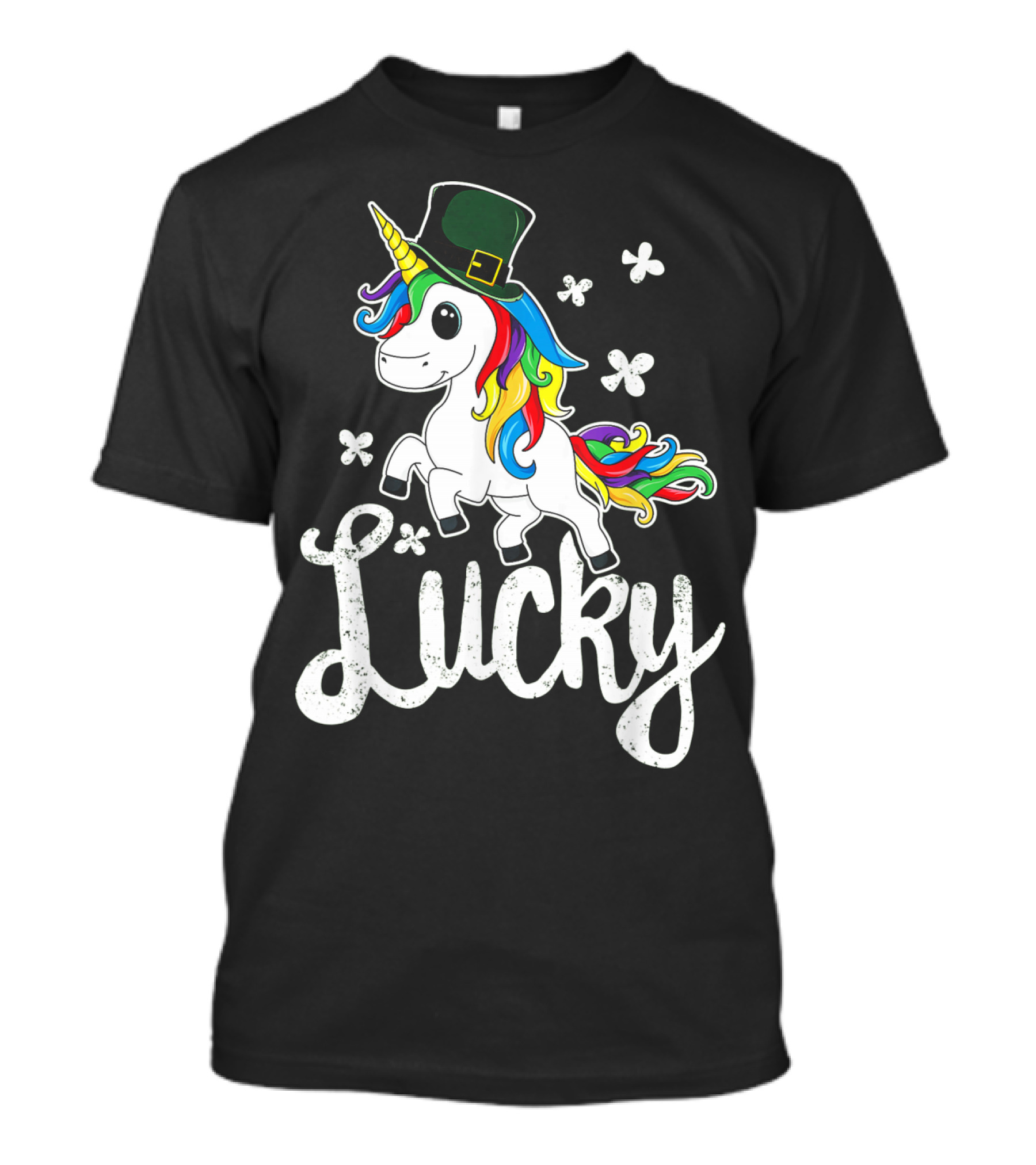 Lucky Unicorn Rainbow Shamrock Hat T-Shirt