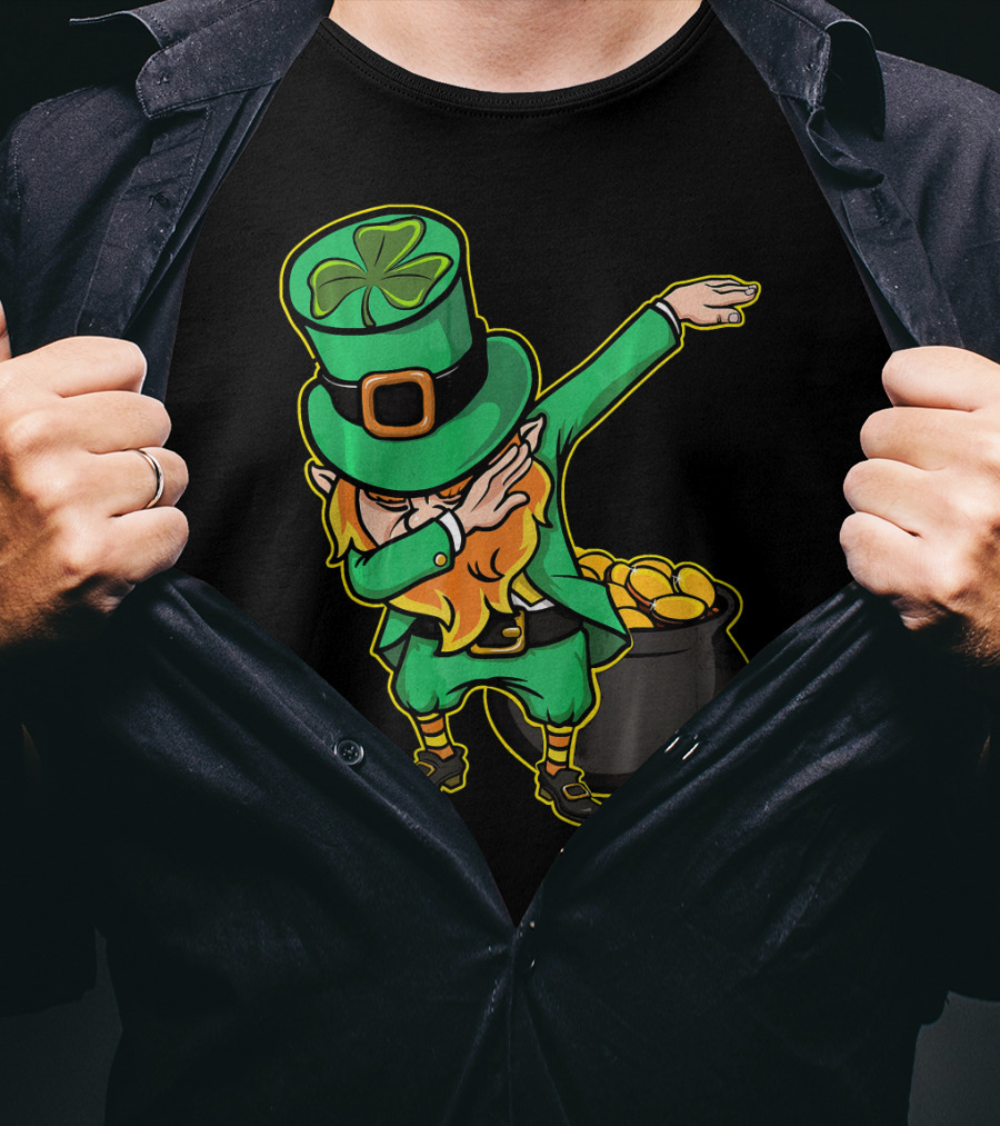 Dabbing Leprechaun Dabechaun Pot Of Gold T-Shirt
