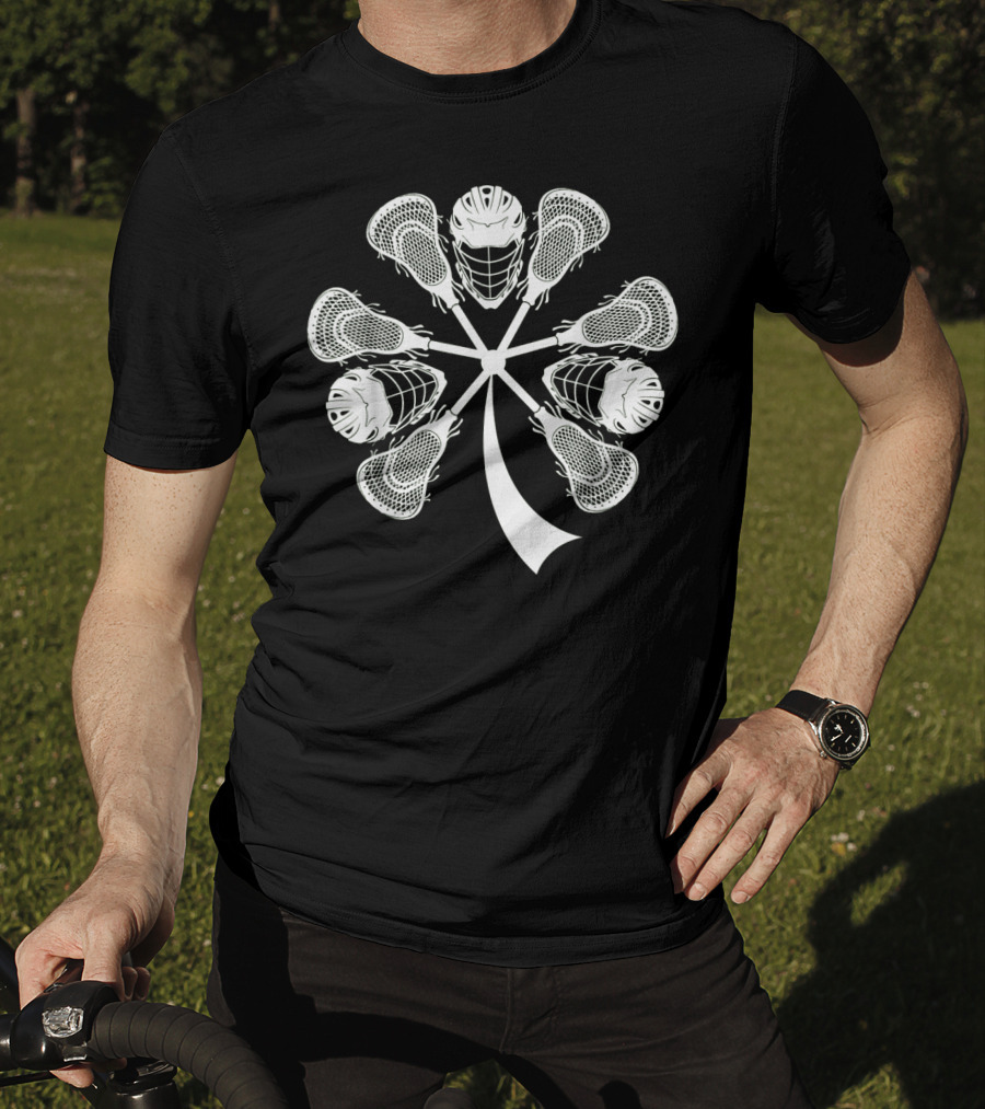 Irish Lacrosse Helmet And Sticks Shamrock T-Shirt