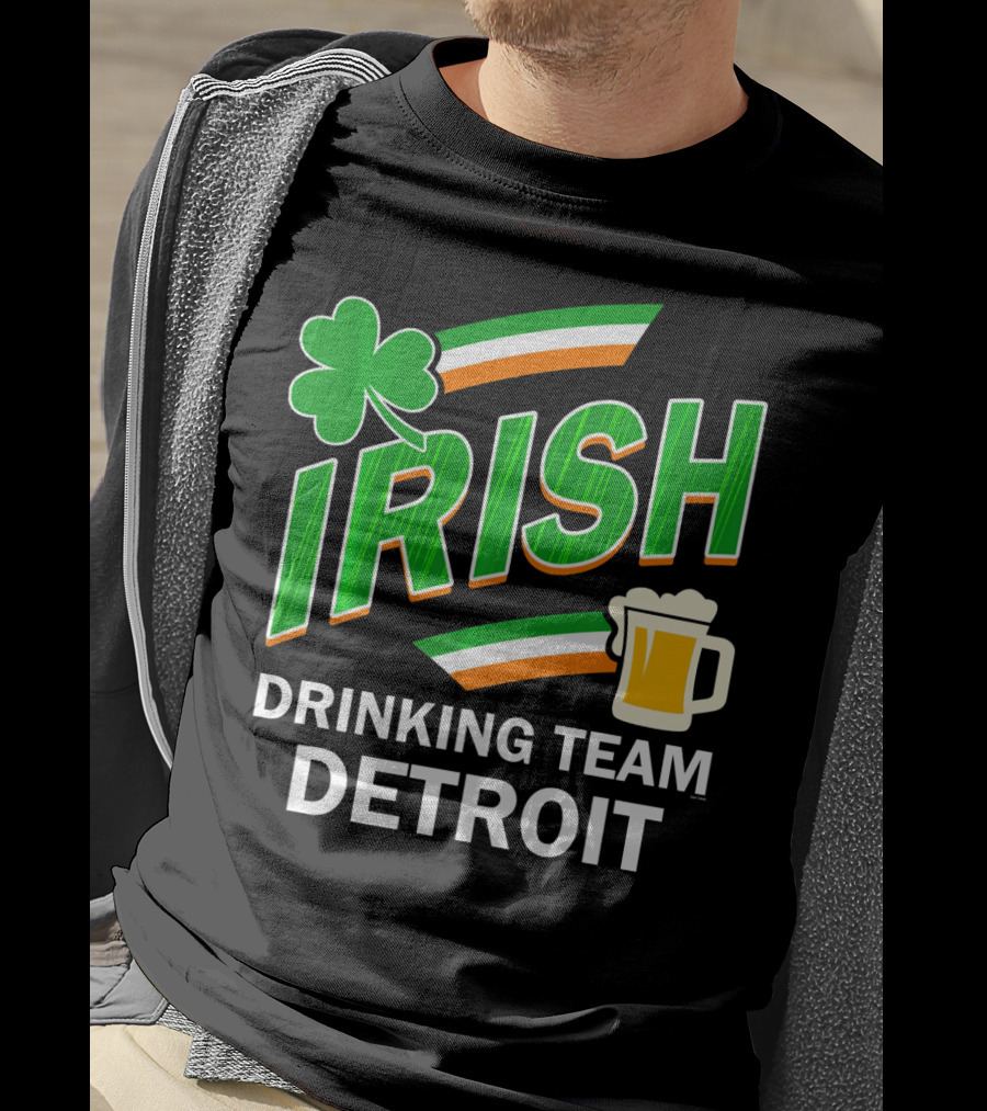 Detroit Irish Drinking Team St Patricks Clover Beer T-Shirt