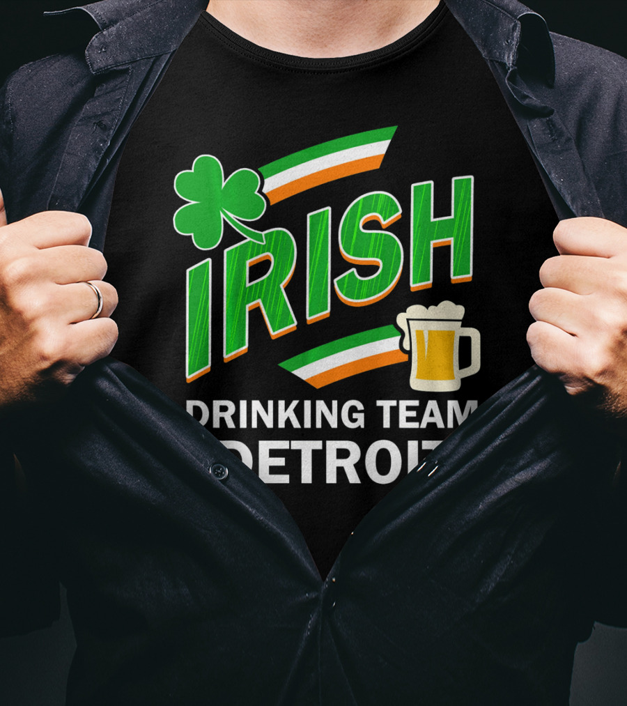 Detroit Irish Drinking Team St Patricks Clover Beer T-Shirt