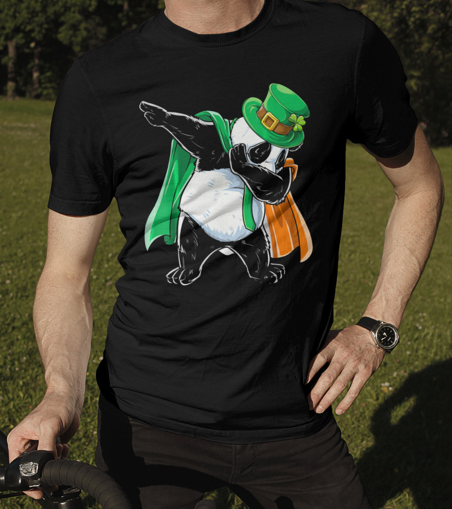 Dabbing Panda St Patricks Day Irish Flag Hat Shamrock T-Shirt