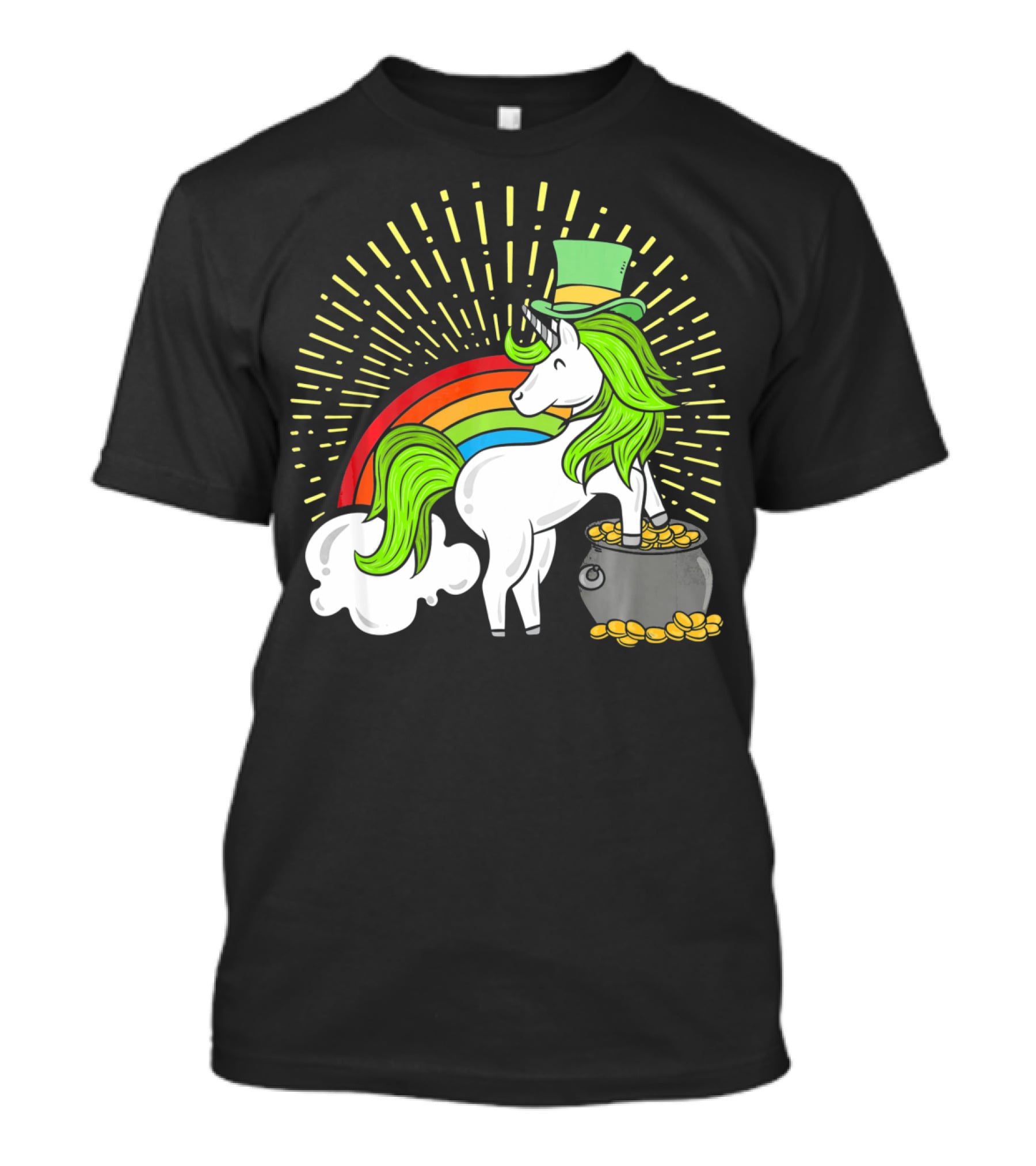 St Patricks Day Unicorn Shamrock Rainbow Pot Of Gold T-Shirt