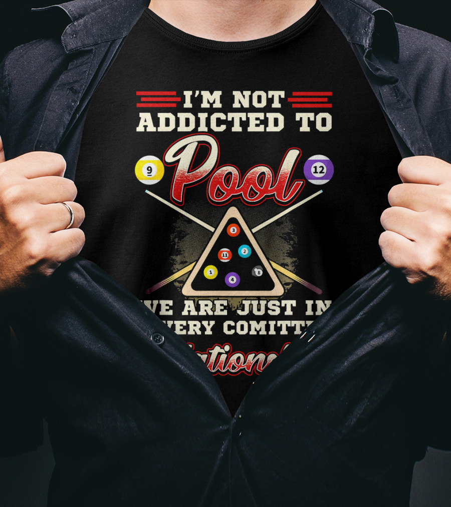 I'm Not Addicted To Pool We Are Just In A Very Committed Relationship 9 12 8 Ball Billiards T-Shirt