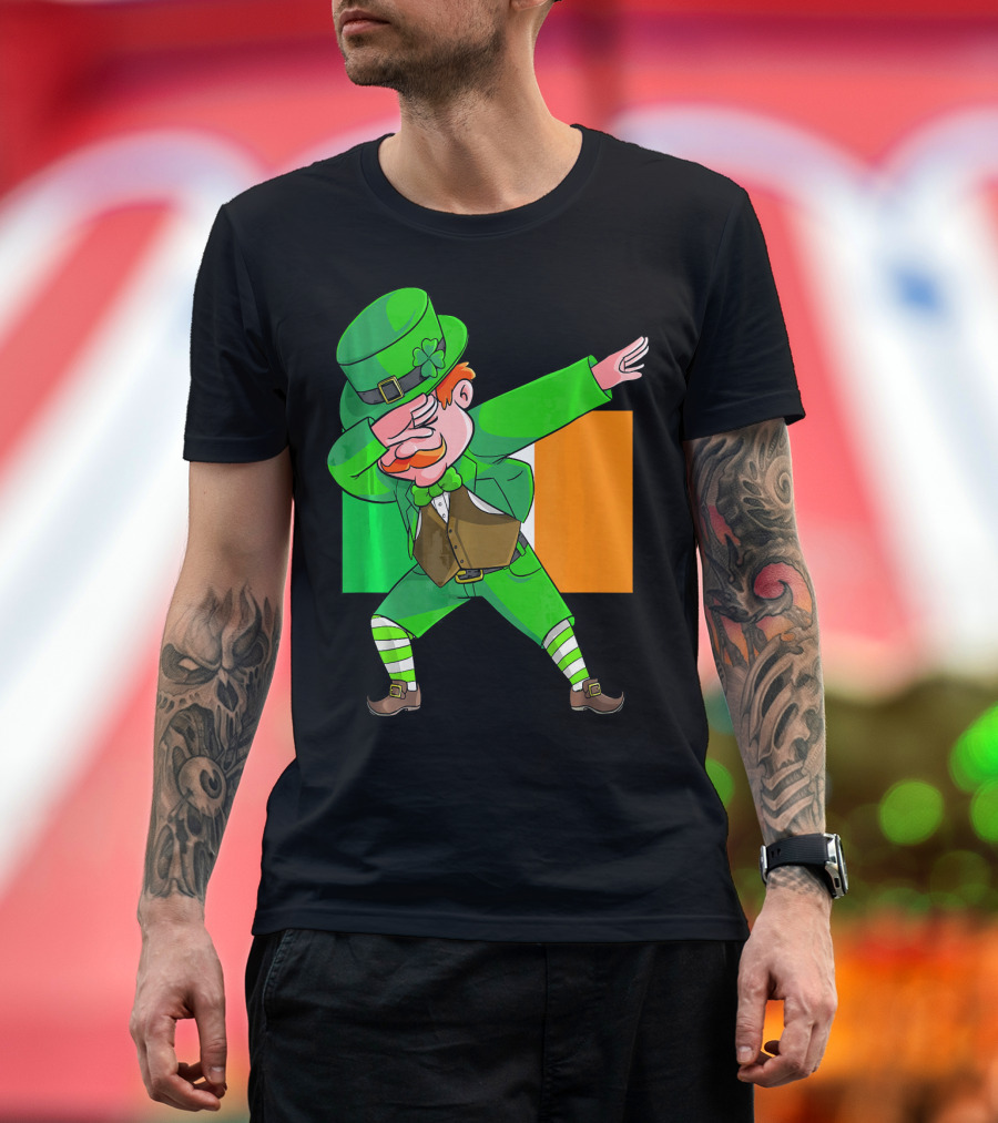 Dabbing Leprechaun Ireland Flag St. Patrick's Day Fun T-Shirt