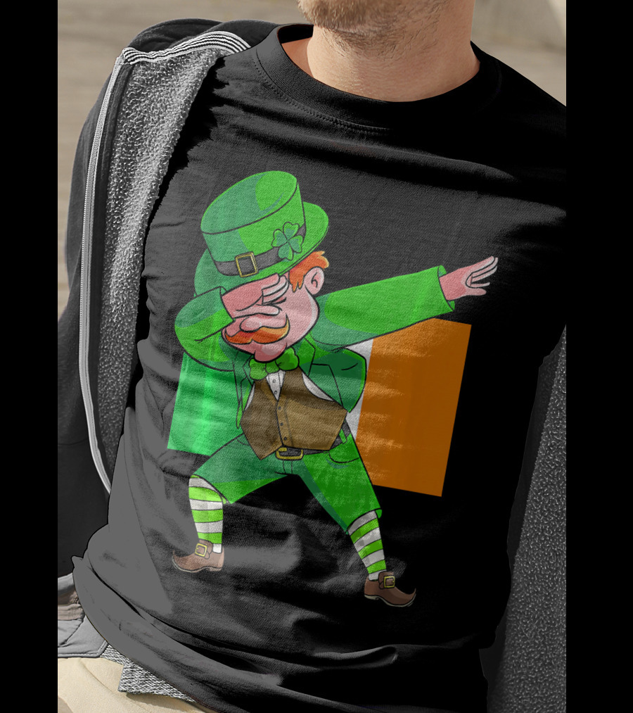Dabbing Leprechaun Ireland Flag St. Patrick's Day Fun T-Shirt