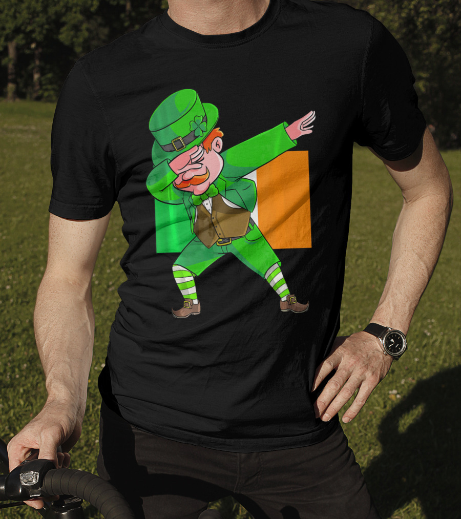 Dabbing Leprechaun Ireland Flag St. Patrick's Day Fun T-Shirt