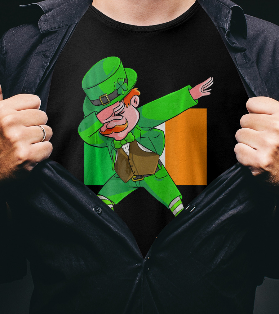 Dabbing Leprechaun Ireland Flag St. Patrick's Day Fun T-Shirt