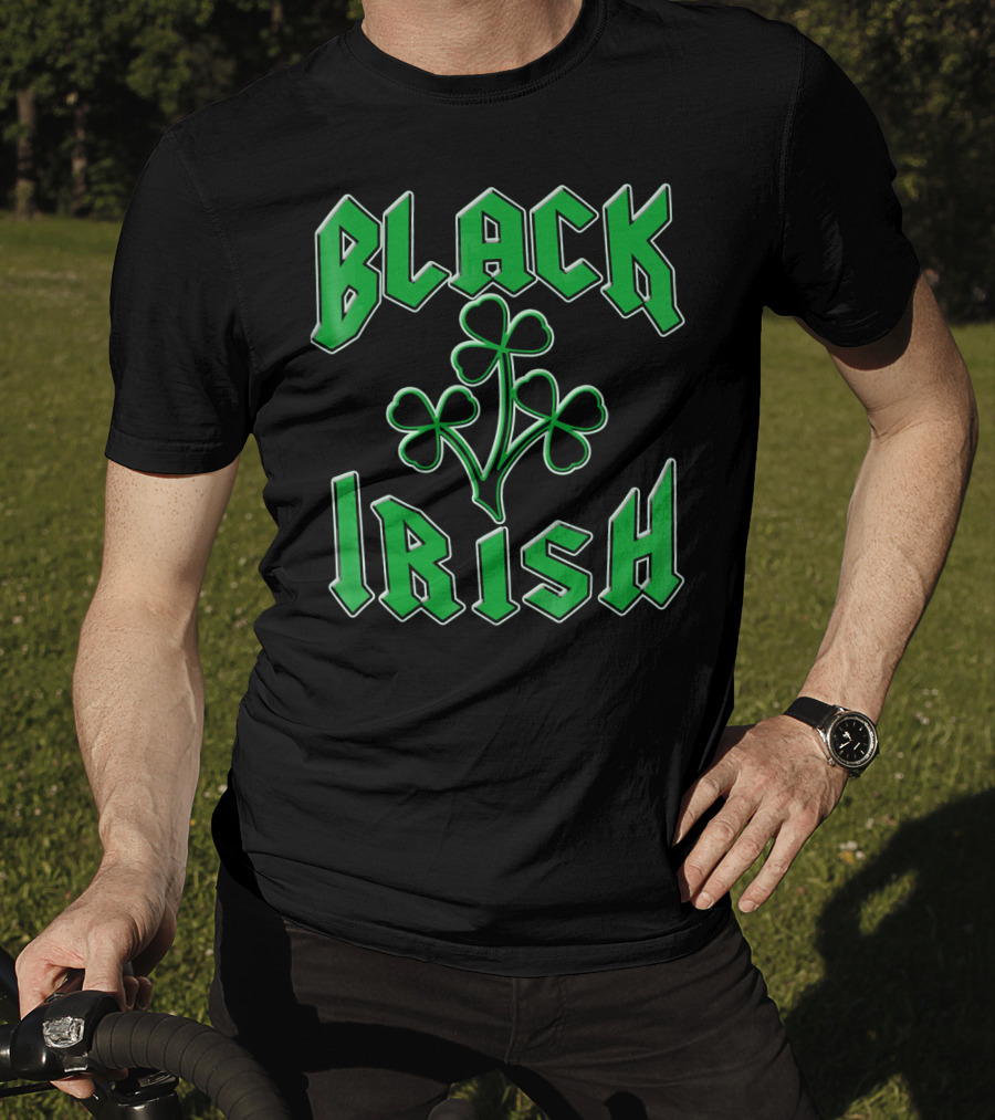 Black Irish Shamrock St Pats Day T-Shirt