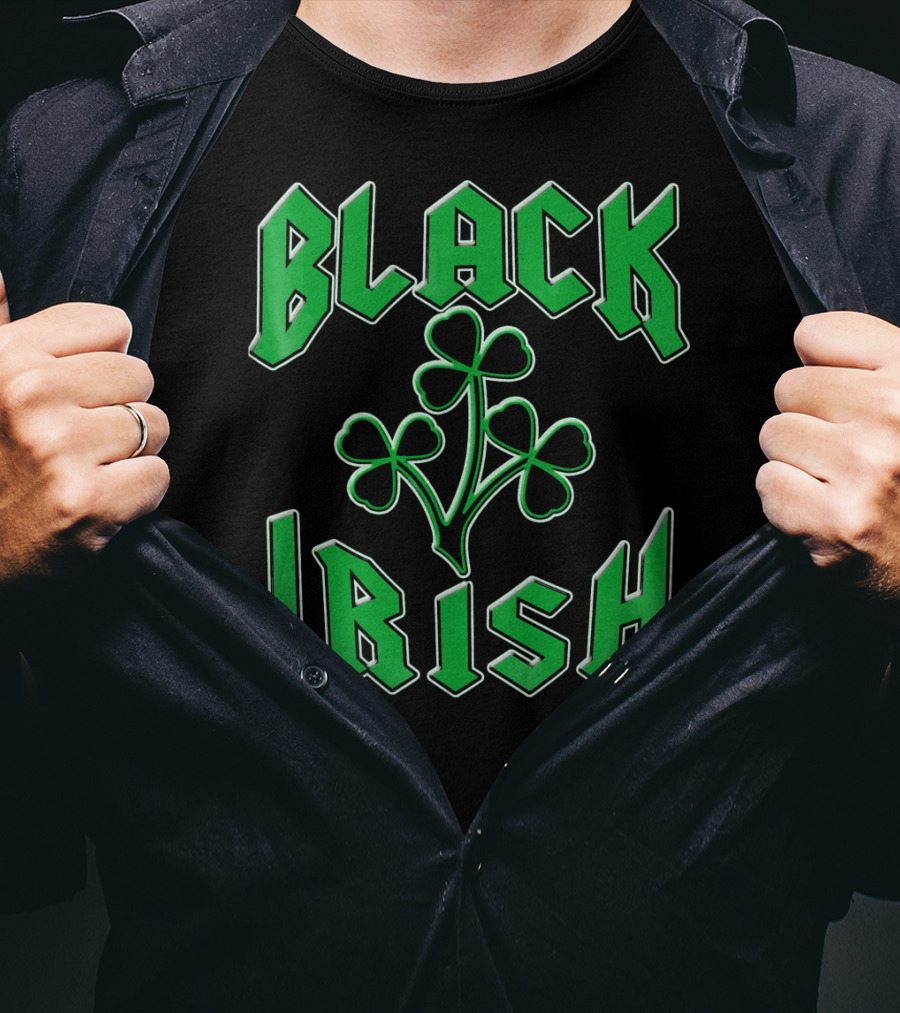 Black Irish Shamrock St Pats Day T-Shirt