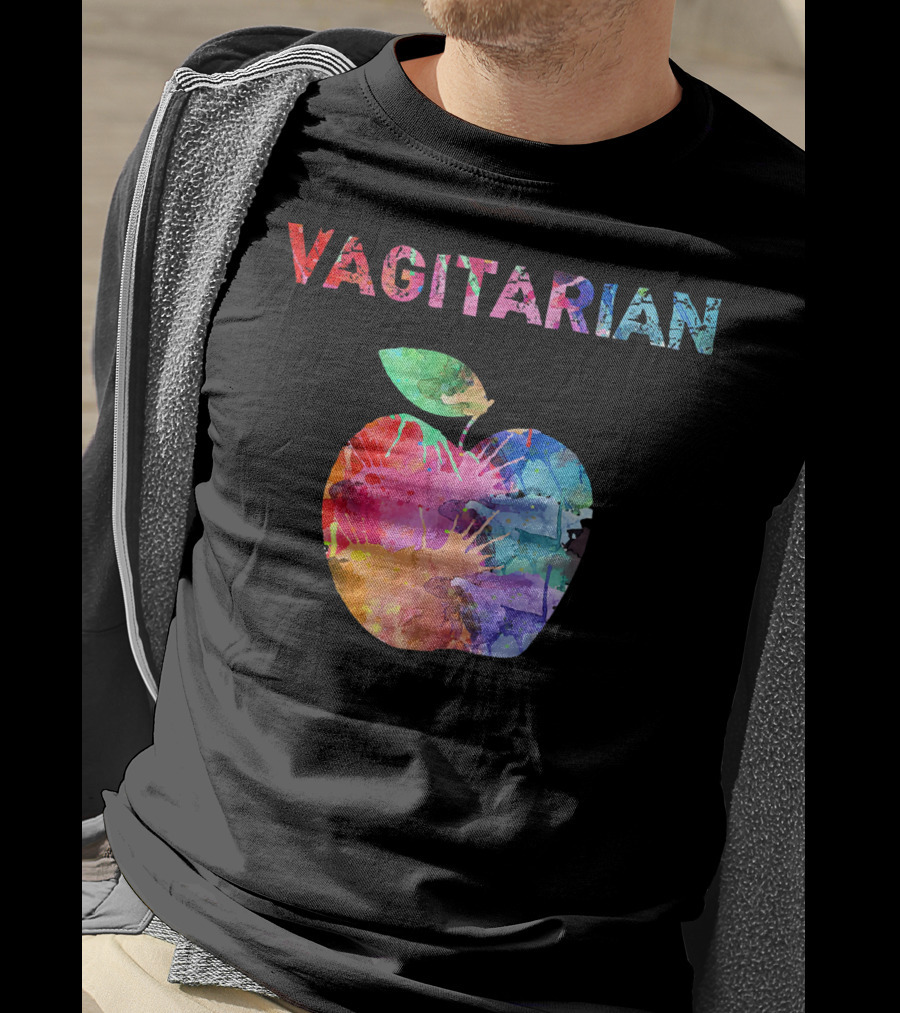 Vagitarian Watercolor Apple Vegetarian Funny T-Shirt