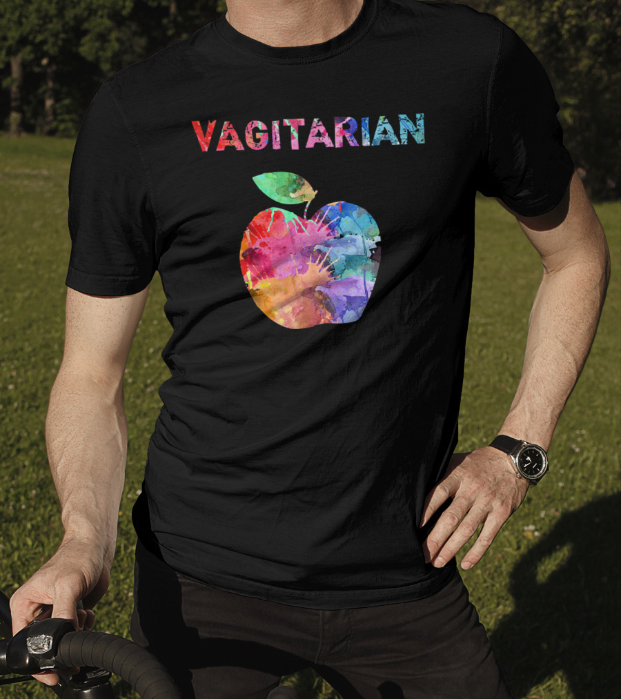 Vagitarian Watercolor Apple Vegetarian Funny T-Shirt