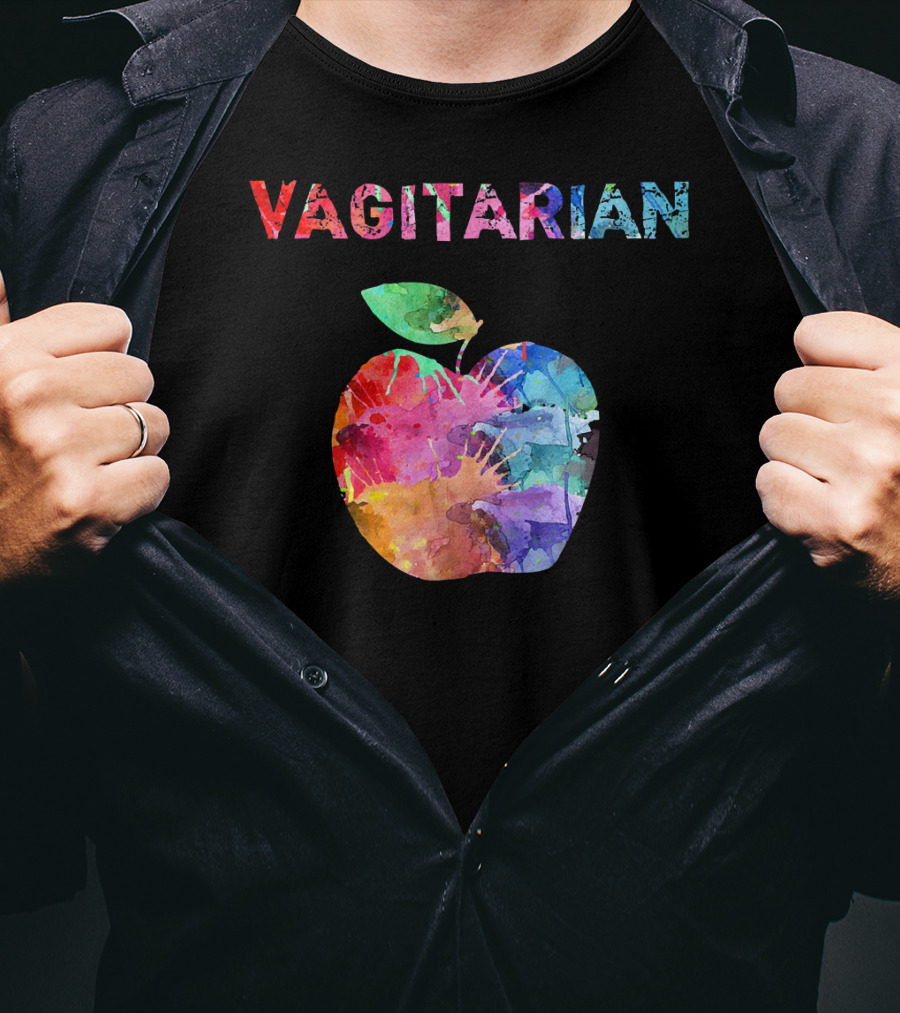 Vagitarian Watercolor Apple Vegetarian Funny T-Shirt