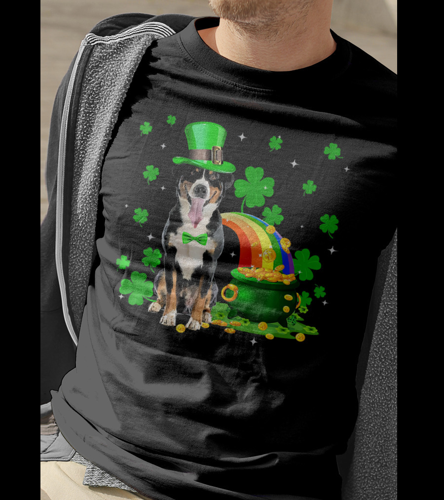 Leprechaun Appenzeller Sennenhund St Patrick's Day Rainbow Pot Of Gold Shamrocks T-Shirt