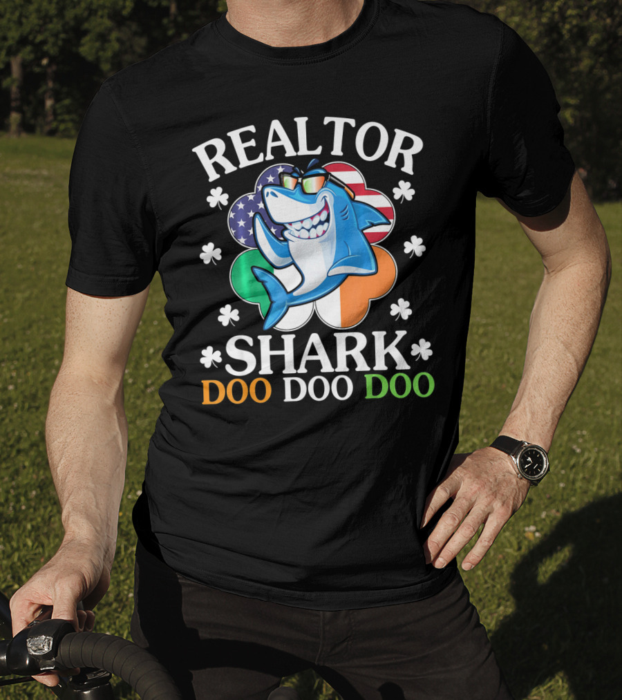 Realtor Shark Doo Doo Doo US Irish Flag Shamrock T-Shirt