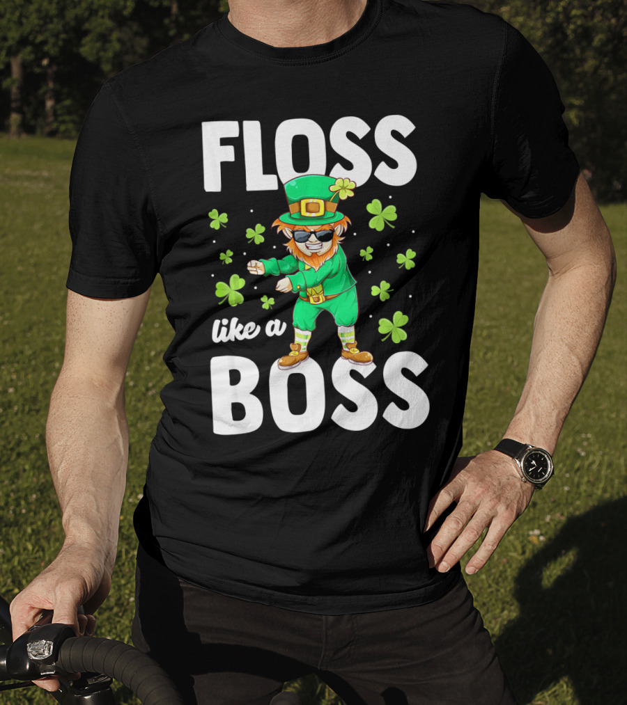 Floss Like A Boss Leprechaun Dance With Shamrocks T-Shirt
