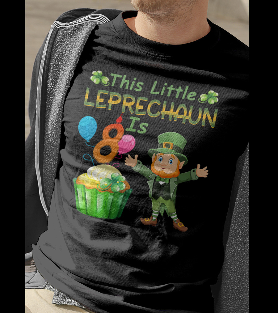 This Little Leprechaun Is 8 Birthday Cupcake Balloons T-Shirt