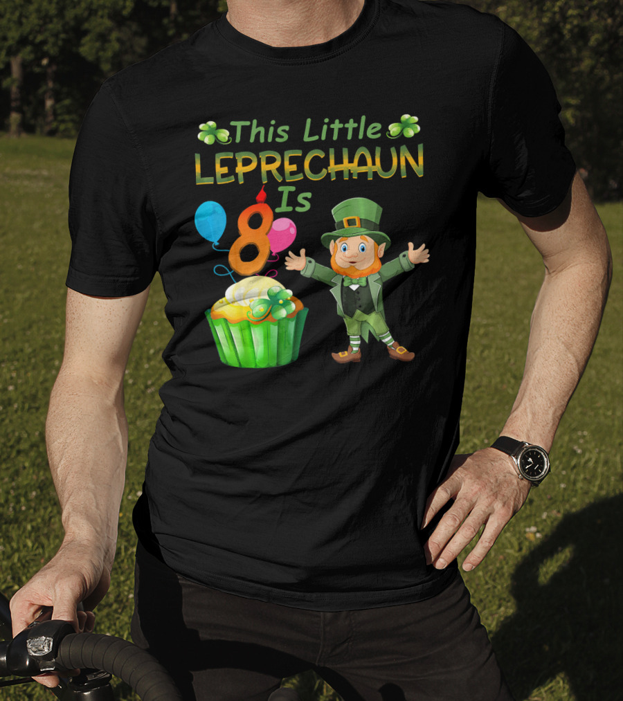 This Little Leprechaun Is 8 Birthday Cupcake Balloons T-Shirt