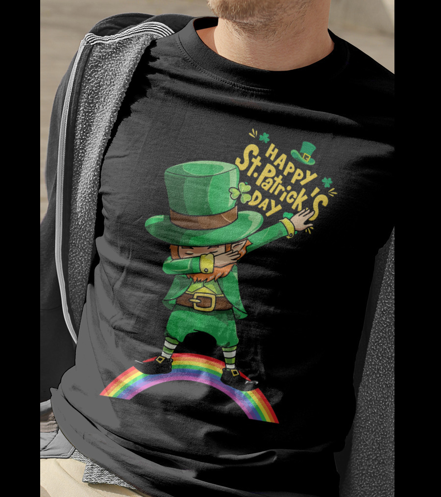 Happy St. Patrick's Day Leprechaun Dab On Rainbow T-Shirt