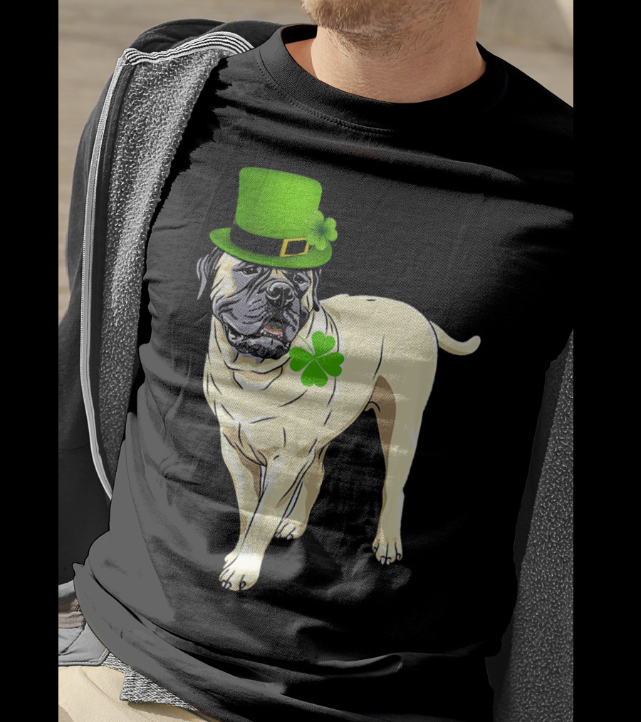 St Patricks Day BullMastiff Dog Irish Shamrock Hat T-Shirt