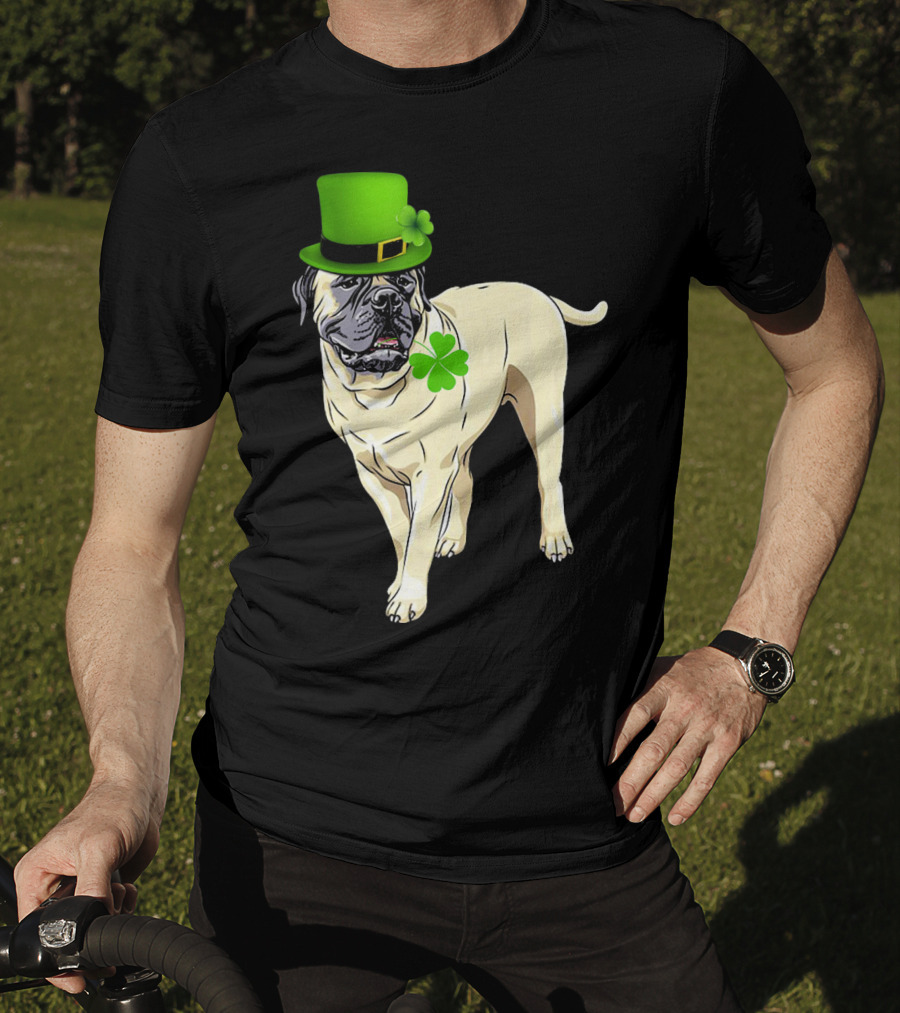 St Patricks Day BullMastiff Dog Irish Shamrock Hat T-Shirt