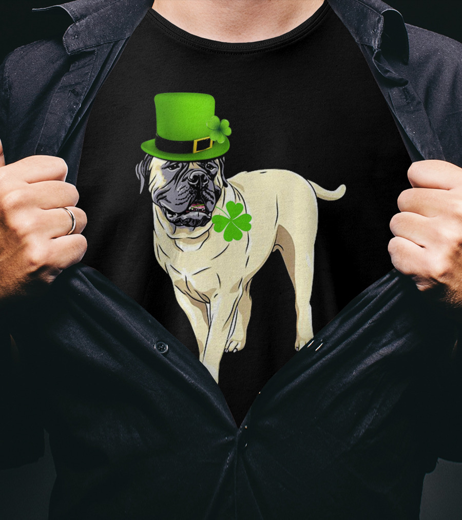 St Patricks Day BullMastiff Dog Irish Shamrock Hat T-Shirt