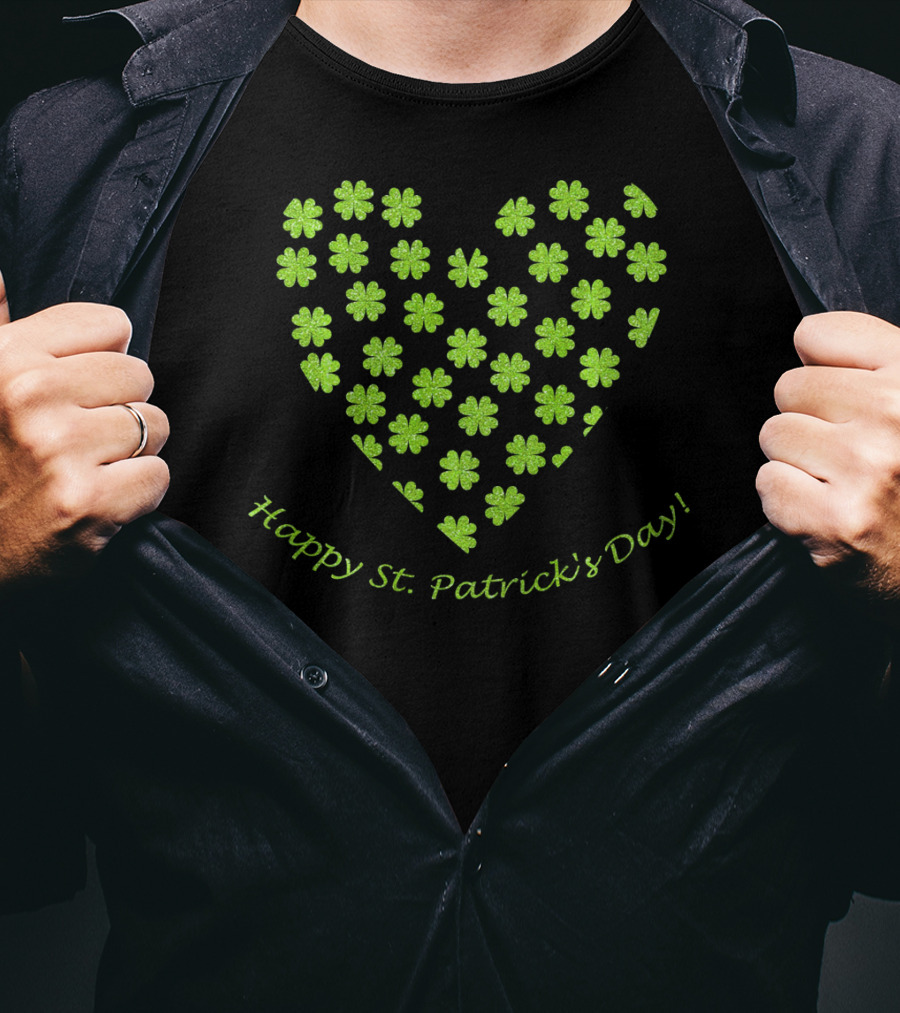 Happy St. Patrick's Day Heart Shamrock T-Shirt