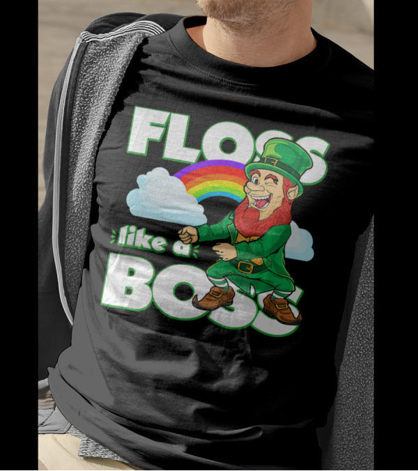 Floss Like A Boss St. Patricks Leprechaun Rainbow T-Shirt