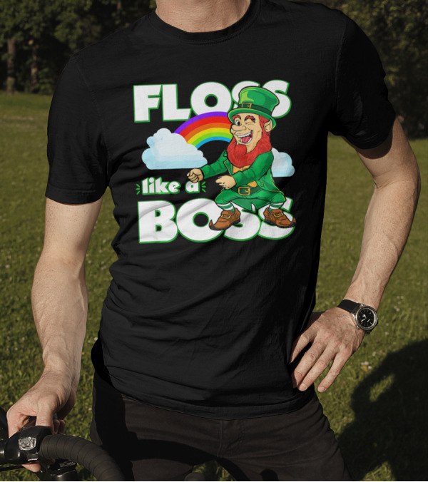Floss Like A Boss St. Patricks Leprechaun Rainbow T-Shirt