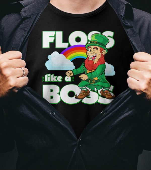 Floss Like A Boss St. Patricks Leprechaun Rainbow T-Shirt