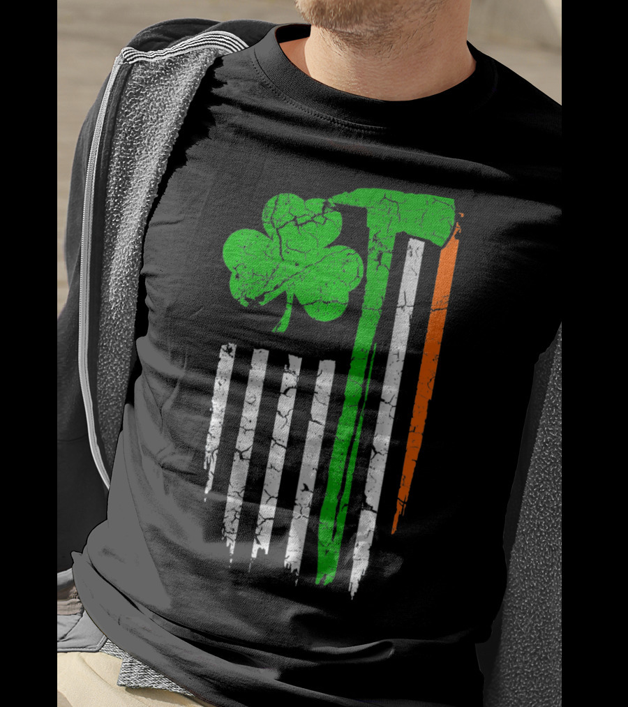Firefighter Irish Flag Shamrock Patricks Day T-Shirt