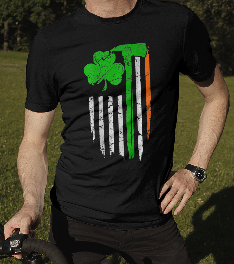 Firefighter Irish Flag Shamrock Patricks Day T-Shirt