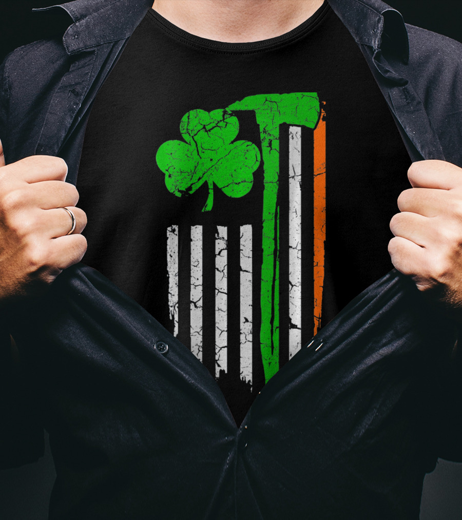 Firefighter Irish Flag Shamrock Patricks Day T-Shirt