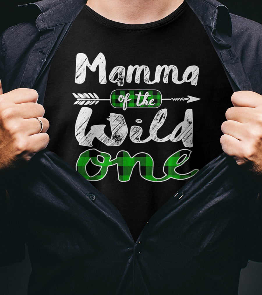 Mamma Of The Wild One Arrow Plaid T-Shirt