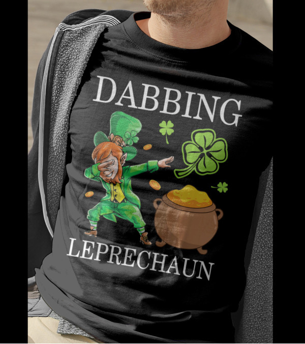 Dabbing Leprechaun Clover And Gold Coins T-Shirt